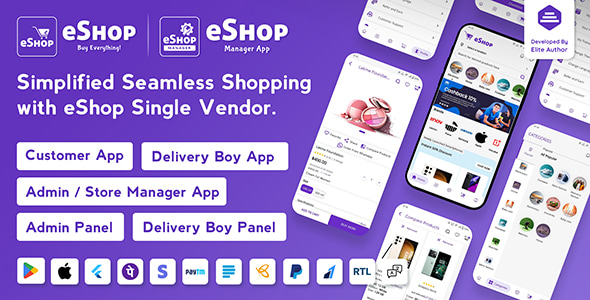 eShop- eCommerce Single Vendor App | Shopping eCommerce App with Flutter 4.4.3