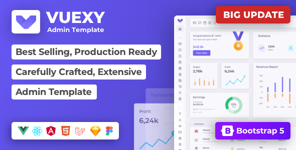 Vuexy – Vuejs, Nuxt, Next.js, HTML, Laravel, Asp.Net & Django Admin Dashboard Template 10.5.0