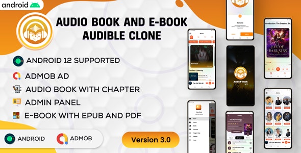 Android Audio book – Audible | Audiobok WIth Chapter | Home Section | Android App | Admob
